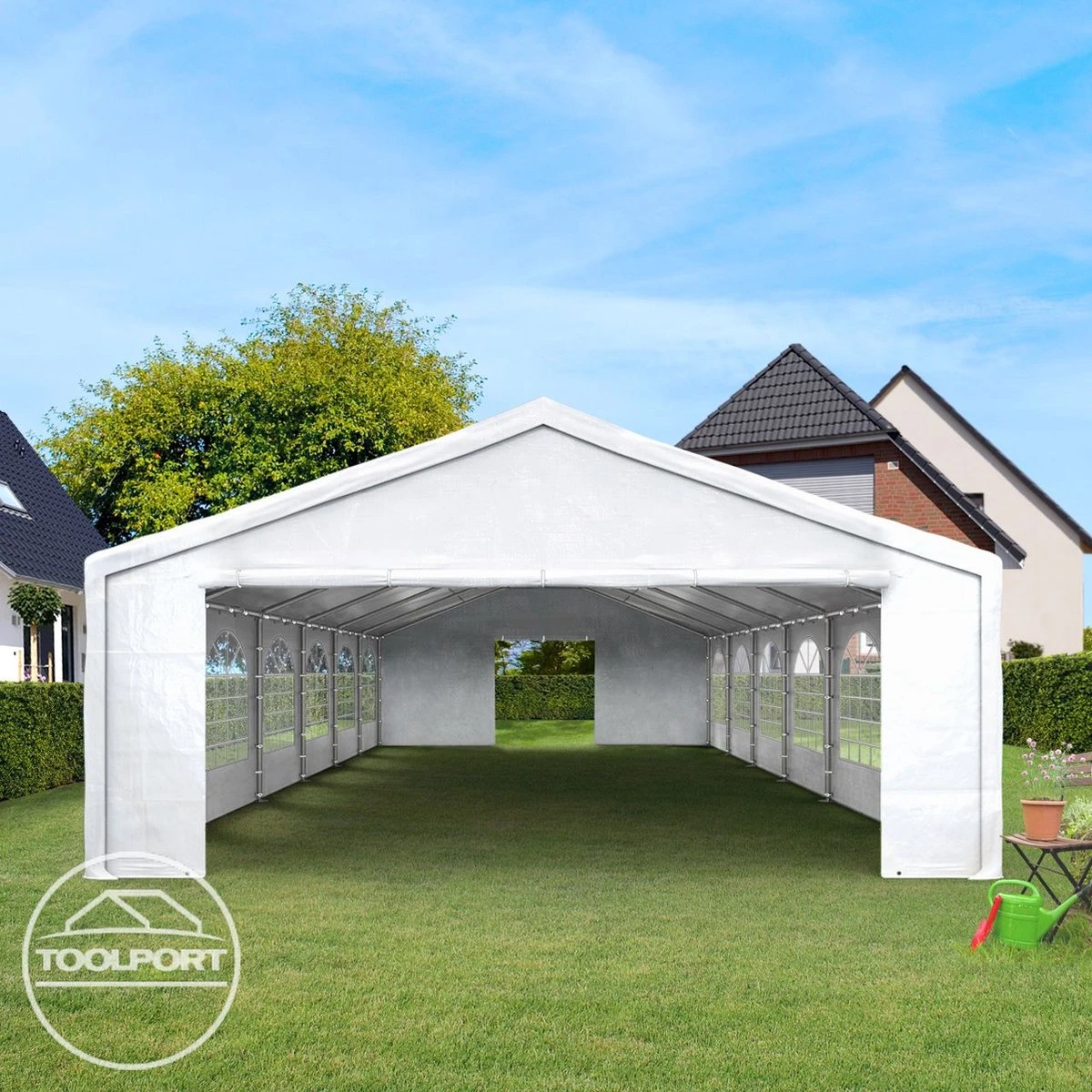 Hoogwaardige Partytent 3x6 M Van 240 G/m² PE Zeil Tuintent Feesttent Waterdicht In Wit 11 Hoogwaardige Partytent 3x6 M Van 240 G/m² PE Zeil Tuintent Feesttent Waterdicht In Wit - Afbeelding 11