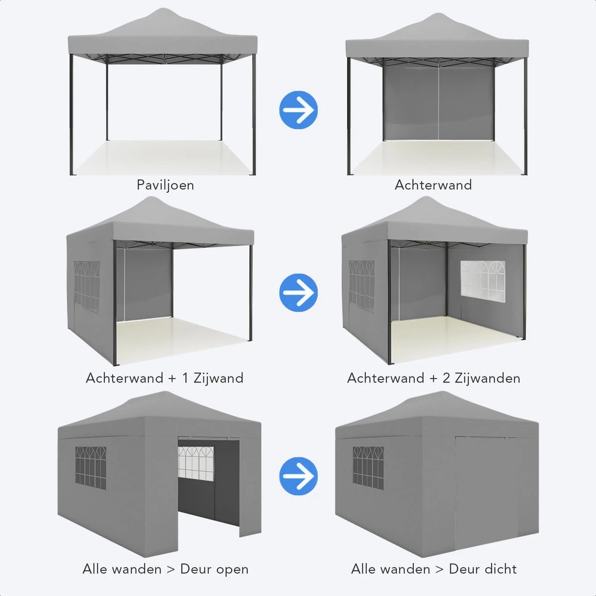 LifeGoods Partytent - 3x4.5 M - Zijwanden - Easy Up - Opvouwbaar - Waterdicht - Draagtas Met Wieltjes - Donkergrijs 9 LifeGoods Partytent - 3x4.5 M - Zijwanden - Easy Up - Opvouwbaar - Waterdicht - Draagtas Met Wieltjes - Donkergrijs - Afbeelding 9