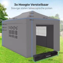 LifeGoods Partytent - 3x4.5 M - Zijwanden - Easy Up - Opvouwbaar - Waterdicht - Draagtas Met Wieltjes - Donkergrijs 19 LifeGoods Partytent - 3x4.5 M - Zijwanden - Easy Up - Opvouwbaar - Waterdicht - Draagtas Met Wieltjes - Donkergrijs -Tuin- En Buitengereedschapswinkels 1200x1200 73
