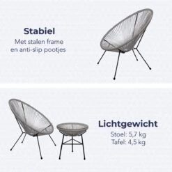 LifeGoods Acapulco Bistroset - 3-Delig - Tuinset Met Bijzettafel - Grijs 13 LifeGoods Acapulco Bistroset - 3-Delig - Tuinset Met Bijzettafel - Grijs -Tuin- En Buitengereedschapswinkels 1200x1200 757