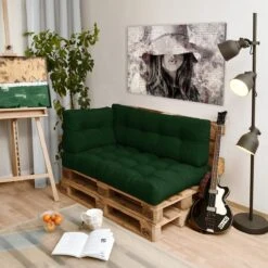 Beautissu Style – Palletkussen Set – 1x Zitkussen 120x80 Cm & 1x Rugkussen 120x40 Cm – Donker Groen -Tuin- En Buitengereedschapswinkels 1200x1200 839