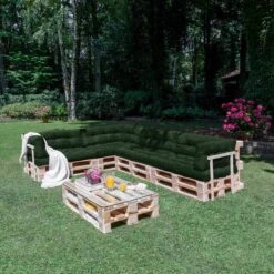 Beautissu Style – Palletkussen Set – 1x Zitkussen 120x80 Cm & 1x Rugkussen 120x40 Cm – Donker Groen -Tuin- En Buitengereedschapswinkels 1200x1200 840