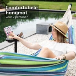 Vita5 Hangmat Met Standaard – 2 Persoons – Incl. Bekerhouder – 205kg Draaggewicht – Groen/Blauw -Tuin- En Buitengereedschapswinkels 1200x1200 902