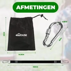 4House Ophang Koord Voor Hangmat, Hangstoel / Schommel - Hangmat Bevestigingsset Inclusief Haken - Karabijnhaak - Hangmat Standaard -Schommelophangset - Hangmat Ophangsysteem -150cm - Tot 1000kg - Boomvriendelijke Hangmat Ophangset - Set Van 2Stuks -Tuin- En Buitengereedschapswinkels 1200x1200 925
