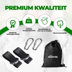 4House Ophang Koord Voor Hangmat, Hangstoel / Schommel - Hangmat Bevestigingsset Inclusief Haken - Karabijnhaak - Hangmat Standaard -Schommelophangset - Hangmat Ophangsysteem -150cm - Tot 1000kg - Boomvriendelijke Hangmat Ophangset - Set Van 2Stuks -Tuin- En Buitengereedschapswinkels 1200x1200 928