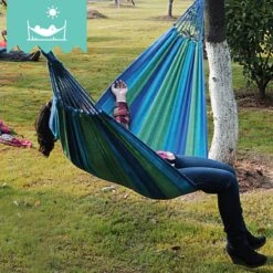 Dubbele Hangmat Blauw - 1 Of 2 Persoons - Lig Oppervlak 190x150cm - Lengte 260cm -Tuin- En Buitengereedschapswinkels 1200x1200 937