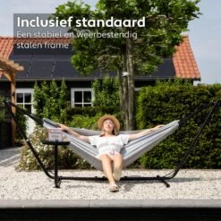 Vita5 Hangmat Met Standaard – 2 Persoons – Incl. Bekerhouder – 205kg Draaggewicht – Grijs -Tuin- En Buitengereedschapswinkels 1200x1200 939