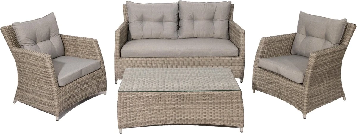 MaxxGarden Rattan Loungeset - 5 Persoons Zithoek - Wicker Tuinset - Incl. Kussens En Tafel 1 MaxxGarden Rattan Loungeset - 5 Persoons Zithoek - Wicker Tuinset - Incl. Kussens En Tafel