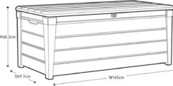 Keter Brightwood Opbergbox - 455L - 145x69,7x60,3 Cm - Grafiet -Tuin- En Buitengereedschapswinkels 1200x598