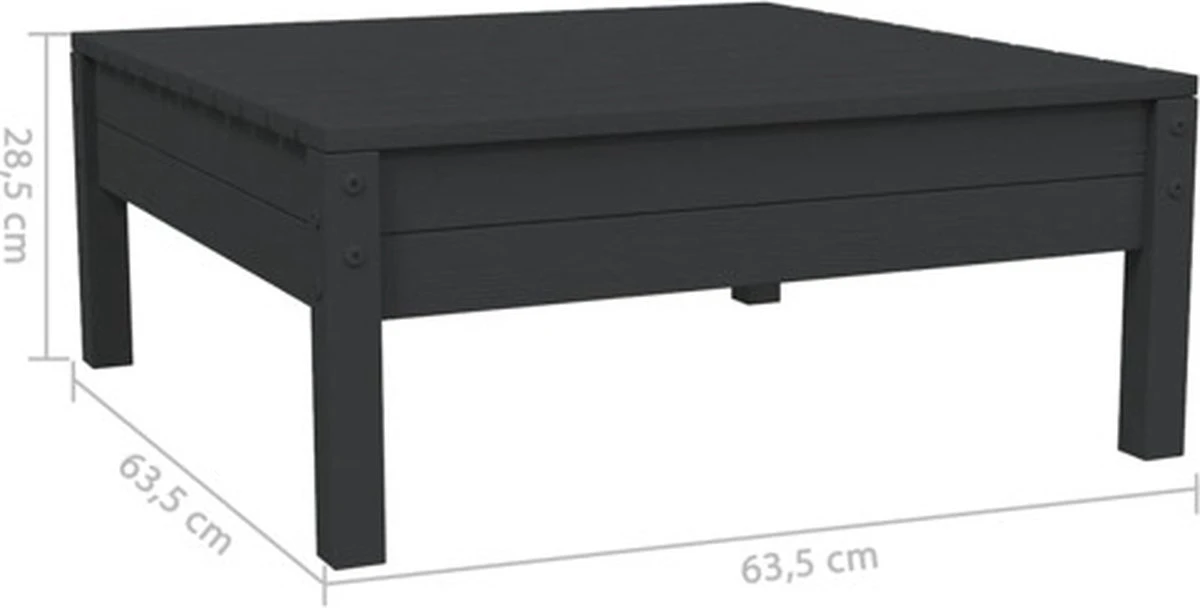 VidaXL 3-delige Loungeset Met Kussens Massief Grenenhout Zwart 9 VidaXL 3-delige Loungeset Met Kussens Massief Grenenhout Zwart - Afbeelding 9