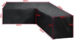 BOTC Tuinbank Beschermhoes - Beschermhoes Voor Hoekbank - Premium Tuinbank Beschermhoes - L-vorm - 300/98 X 300/98 X 70cm - Zwart -Tuin- En Buitengereedschapswinkels 1200x655