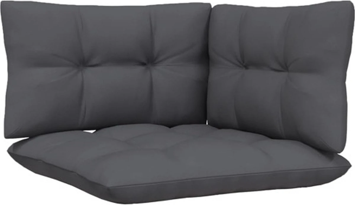 VidaXL 3-delige Loungeset Met Kussens Massief Grenenhout Zwart 2 VidaXL 3-delige Loungeset Met Kussens Massief Grenenhout Zwart - Afbeelding 2