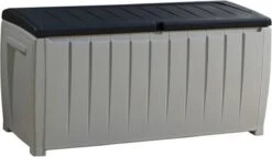 Keter Novel Opbergbox - 340L - 124x55x62.5cm - Grijs -Tuin- En Buitengereedschapswinkels 1200x696 2