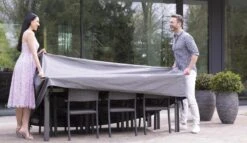 Weersbestendige Beschermhoes Tuinset | 245 X 150 X 95 Cm | Premium | Waterproof | TÜV Rheinland Gecertificeerd | Hoes Voor Tuin | Waterdicht | Solution Dyed (verkleuring Onmogelijk) | Grijs / Antraciet -Tuin- En Buitengereedschapswinkels 1200x696