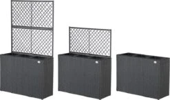 Casaria Polyrattan Plantenbak - Met Klimoprek - 3 Bakken Zwart -Tuin- En Buitengereedschapswinkels 1200x704 3