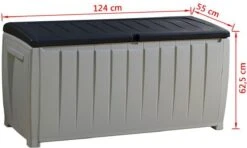 Keter Novel Opbergbox - 340L - 124x55x62.5cm - Grijs -Tuin- En Buitengereedschapswinkels 1200x718 1