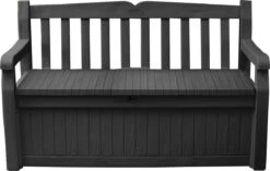 Keter Eden Garden Bench Opbergbank - 265L - 140x60x84cm - Zwart/Grijs -Tuin- En Buitengereedschapswinkels 1200x763