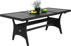 Casaria Polyrattan Tuintafel - WPC Tafelblad 190x90x74 Cm – Zwart -Tuin- En Buitengereedschapswinkels 1200x784
