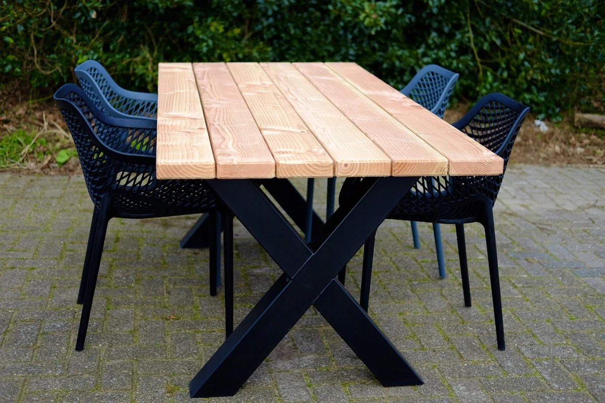Tuintafel Douglas 220 Cm X 90 Cm | Stalen Poten | + Montage | Duurzame Eettafel | Onderhoudsarm 6-8 Personen | Geschaafd Hout | DuuMaa 2 Tuintafel Douglas 220 Cm X 90 Cm | Stalen Poten | + Montage | Duurzame Eettafel | Onderhoudsarm 6-8 Personen | Geschaafd Hout | DuuMaa - Afbeelding 2