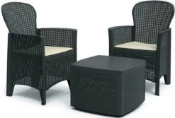 Pro Garden Tuinset Compleet Florence - 2 Stoelen - Met Kussentjes - Bijzettafel- Rotanlook