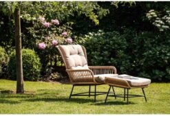 BUITEN Living Dex Wicker Loungestoel Tuin Incl. Wicker Voetenbank | Wicker + Aluminium | Bamboe Antraciet -Tuin- En Buitengereedschapswinkels 1200x820