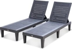 Set Van 2 Ligstoelen, PIA, Ligstoel Met Verschillende Standen, Van Kunststof, Zwart -Tuin- En Buitengereedschapswinkels 1200x820 4