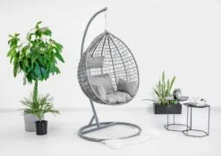 Hangstoel - Ei Stoel - Met Grijze Standaard & Kussens - Tot 125kg -Tuin- En Buitengereedschapswinkels 1200x851 2