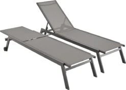 ELSA - Set Van 2 Ligstoelen Van Aluminium En Textileen, Ligbed Multipositioneel Met Wieltjes, Kleur Antraciet/donkergrijs -Tuin- En Buitengereedschapswinkels 1200x854 4