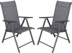 Tuinstoelen Met 7 Standen, Set Van 2 Stuks Grijs