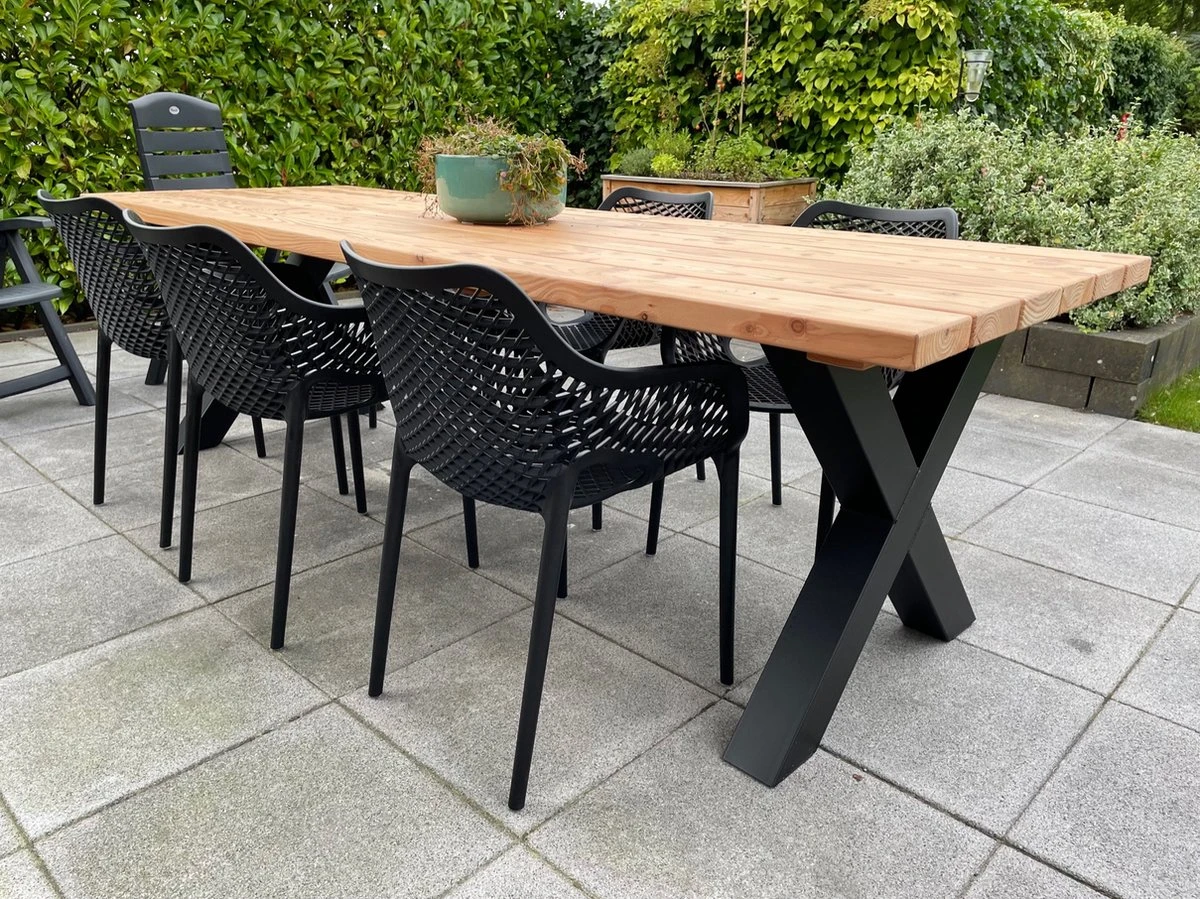 Tuintafel Douglas 220 Cm X 90 Cm | Stalen Poten | + Montage | Duurzame Eettafel | Onderhoudsarm 6-8 Personen | Geschaafd Hout | DuuMaa 5 Tuintafel Douglas 220 Cm X 90 Cm | Stalen Poten | + Montage | Duurzame Eettafel | Onderhoudsarm 6-8 Personen | Geschaafd Hout | DuuMaa - Afbeelding 5