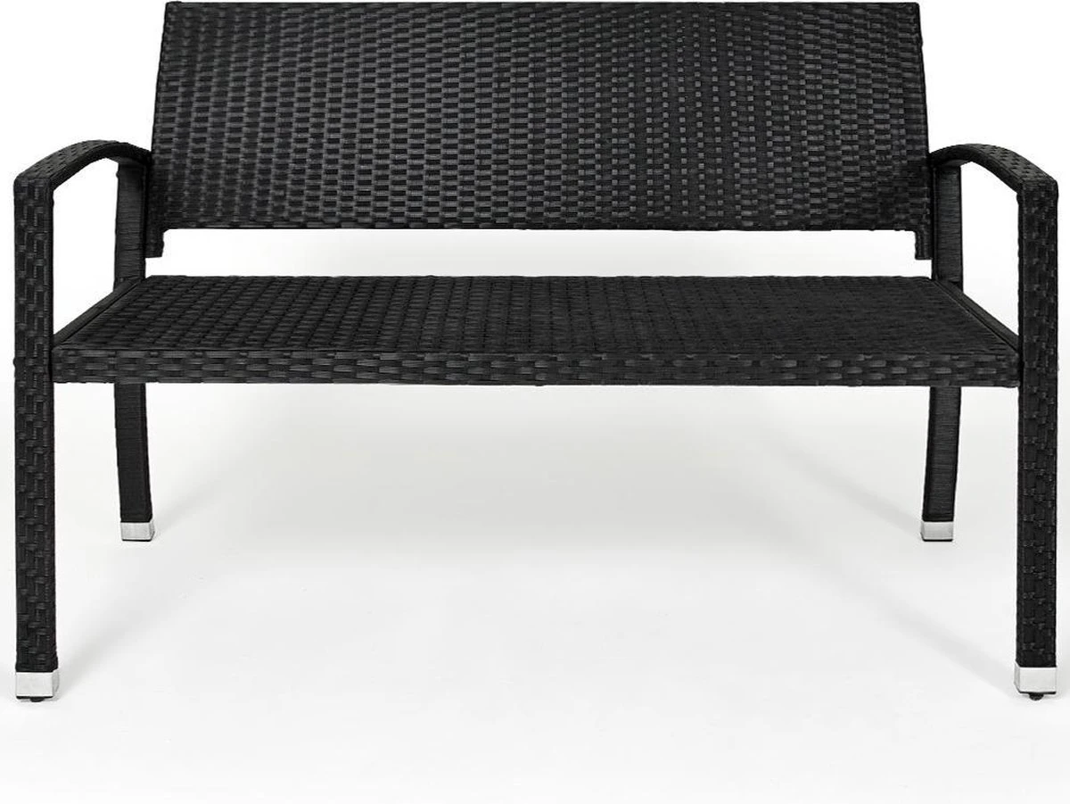 Casaria Polyrattan Tuinbank – 2 Zits UV-bestendig - Zwart 5 Casaria Polyrattan Tuinbank – 2 Zits UV-bestendig - Zwart - Afbeelding 5