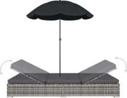Prolenta Premium - Loungebed Met Parasol Poly Rattan Grijs -Tuin- En Buitengereedschapswinkels 1200x927 1