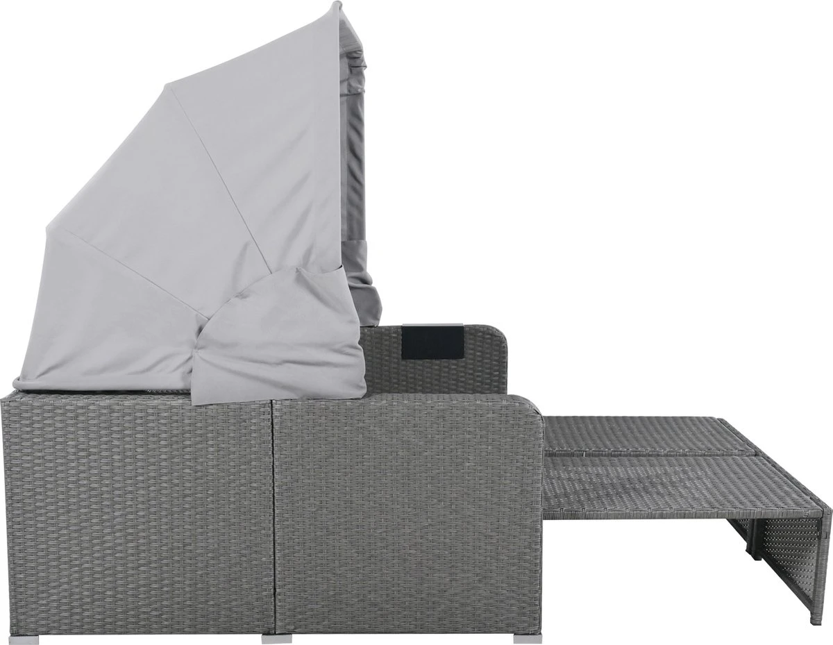 Polyrattan Patio Rieten Meubels Set Voor 2 Personen-Outdoor Rattan Sofa Set Met Intrekbare Luifel-lounge Bank-PE Rotan Loveseat Voor Achtertuin Veranda Tuin Zwembad Balkon-grijs 3 Polyrattan Patio Rieten Meubels Set Voor 2 Personen-Outdoor Rattan Sofa Set Met Intrekbare Luifel-lounge Bank-PE Rotan Loveseat Voor Achtertuin Veranda Tuin Zwembad Balkon-grijs - Afbeelding 3