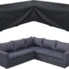 BOTC Tuinbank Beschermhoes - Beschermhoes Voor Hoekbank - Premium Tuinbank Beschermhoes - L-vorm - 300/98 X 300/98 X 70cm - Zwart