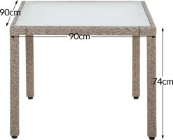 Casaria Polyrattan Tuinset - 4 Stoelen & Tafel 90x90 Cm - Beige Grijs -Tuin- En Buitengereedschapswinkels 1200x972