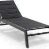 Blumfeldt Renazzo Lounge Ligstoel - Ligbed Voor De Tuin - Aluminium Tuinstoel - 6 Standen - Waterafstotend - Bekleding Van 70 % Pvc En 30 % Polyetheen - Zwart