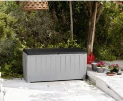 Keter Novel Opbergbox - 340L - 124x55x62.5cm - Grijs -Tuin- En Buitengereedschapswinkels 1200x993 1