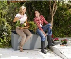 Keter Novel Opbergbox - 340L - 124x55x62.5cm - Grijs -Tuin- En Buitengereedschapswinkels 1200x993