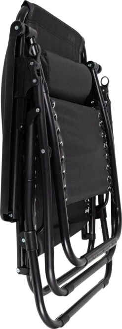 Luxe Ligstoel Met Hoofdsteun & Voetsteun - Verstelbare Rugleuning - Zonnebed Relaxstoel Voor Tuin/Terras/Strand/Balkon/Zwembad/Camping - Inklapbaar - Weerbestendig - Zwart -Tuin- En Buitengereedschapswinkels 445x1200