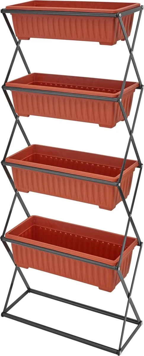Tectake - Verticaal Plantenrek Met 4 Bakken - 403445 1 Tectake - Verticaal Plantenrek Met 4 Bakken - 403445