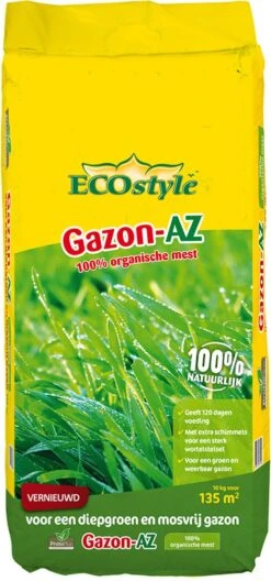 ECOstyle Gazon AZ Organische Gazonmest – Voor Diepgroen En Sterk Gazon – Geeft Tot 120 Dagen Voeding – Werkt Tegen Mos - 135 M² - 10 KG -Tuin- En Buitengereedschapswinkels 561x1200