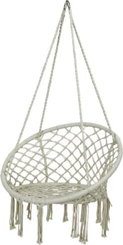 Macramé Hangstoel Beige - Beige Hangstoel - Hangstoel Touw - Hangstoel - Tot 110KG - Eenpersoons Hangstoel - Hang Stoel 1 Persoon - Hangstoel Voor Binnen - Hangstoel Zonder Standaard - Hangstoel Buiten -Tuin- En Buitengereedschapswinkels 603x1200