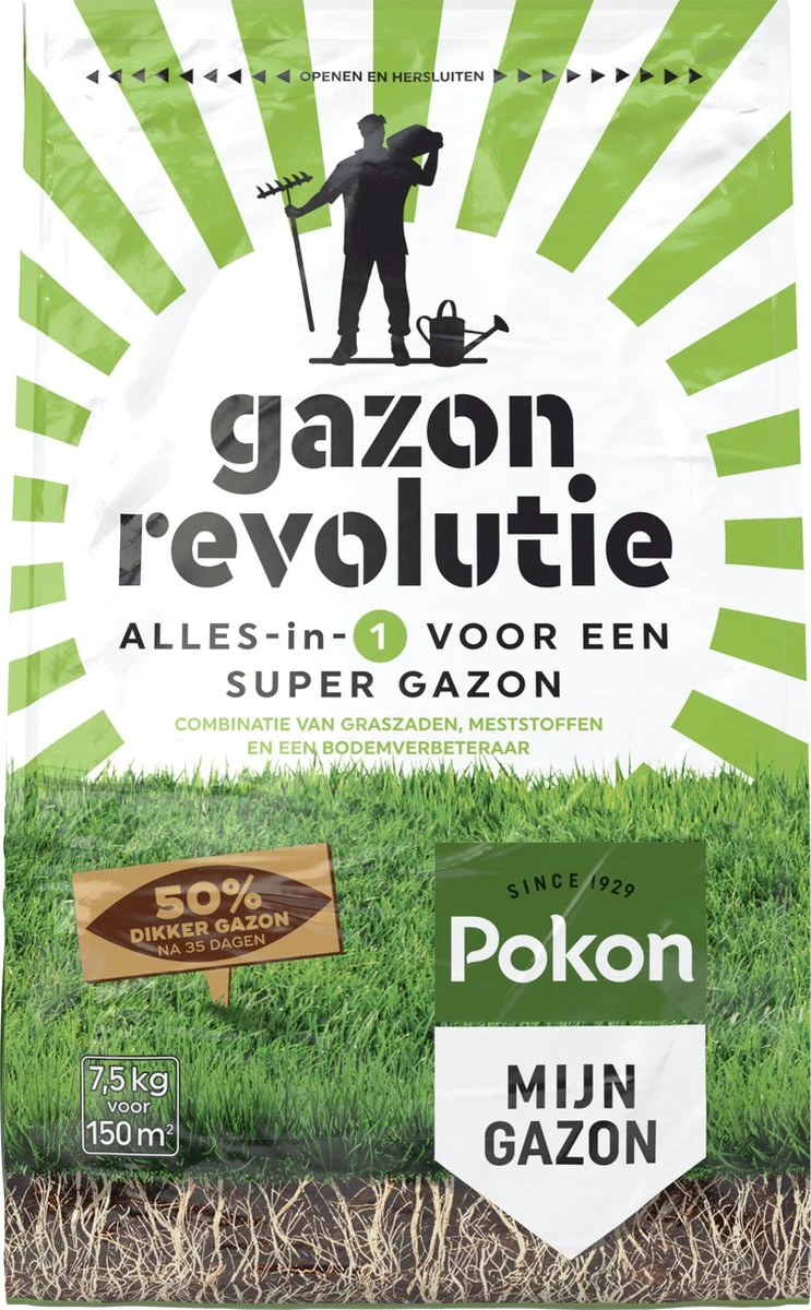 Pokon Gazon Revolutie - 2x7,5kg - Gazonmest / Graszaad / Bodemverbeteraar - Geschikt Voor 300m² - Binnen 15 Dagen Resultaat - Voordeelverpakking 4 Pokon Gazon Revolutie - 2x7,5kg - Gazonmest / Graszaad / Bodemverbeteraar - Geschikt Voor 300m² - Binnen 15 Dagen Resultaat - Voordeelverpakking - Afbeelding 4