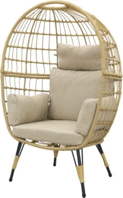 Lola Egg Relaxstoel - Natural Sand - Mand Stoel -Tuin- En Buitengereedschapswinkels 746x1200