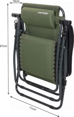 Capture Outdoor, Opklapbare Luxe Ligstoel "Relax RZ-1", Verstelbare Rugleuning, Luxe Armleuningen, Opgespannen Gevoerd Doek, Afneembaar Kussen, … -Tuin- En Buitengereedschapswinkels 757x1200