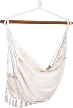 Springos Hangstoel | Binnen & Buiten | Met 2 Kussens | Boekenvak | Ook Voor Kinderen | Belastbaar Tot 150 Kg | Wit -Tuin- En Buitengereedschapswinkels 806x1200