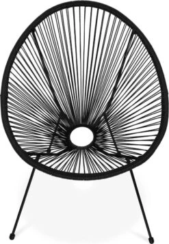 Set Van 2 Design Stoelen Ei-vormig - Acapulco Zwart - Stoelen 4 Poten Retro Design, Plastic Koorden, Binnen/buiten -Tuin- En Buitengereedschapswinkels 830x1200