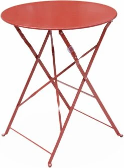 Emilia - Ronde Inklapbare Bistrotafel Ø60cm Van Gepoedercoat Staal – Terra Cotta -Tuin- En Buitengereedschapswinkels 887x1200
