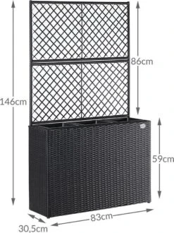 Casaria Polyrattan Plantenbak - Met Klimoprek - 3 Bakken Zwart -Tuin- En Buitengereedschapswinkels 898x1200 4