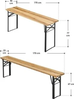 Merkloos Biertafelset / Bierbank - 3-delig - 170cm -Tuin- En Buitengereedschapswinkels 905x1200